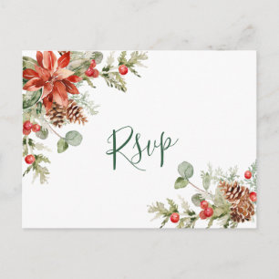 AUSWAHL: Elegante Red Poinsettia Wedding RSVP Postkarte