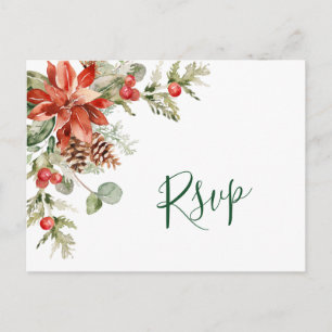 AUSWAHL: Elegante Red Poinsettia Wedding RSVP Postkarte
