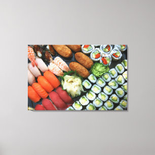 Auswahl japanischer Sushi-Favoriten Leinwanddruck