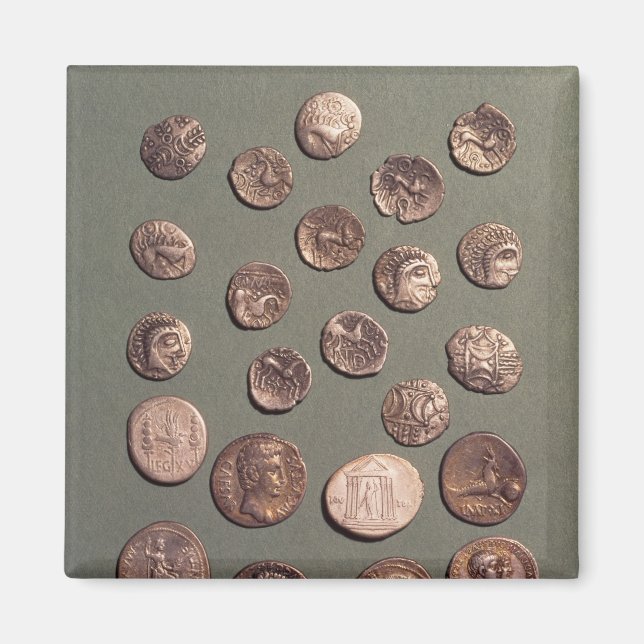 Auswahl keltischer und römischer Münzen gefunden Magnet (Vorne)