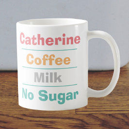 Auswahl von Drink, Milch und Zucker auf einer Kaffeetasse