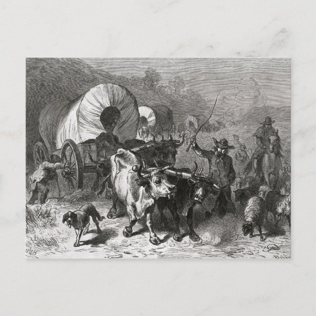 Auswanderung in das Western Postkarte (Vorderseite)