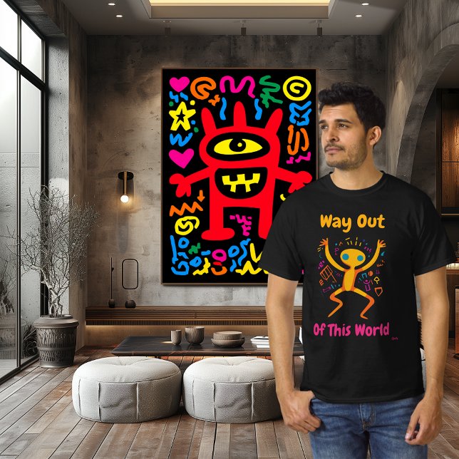 Ausweg aus diesem weltweit lebendigen Pop Art T -  T-Shirt (Von Creator hochgeladen)