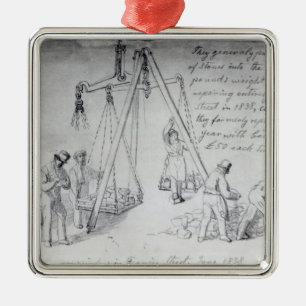 Auswiegen der Steine auf Francis-Straße, London Silbernes Ornament