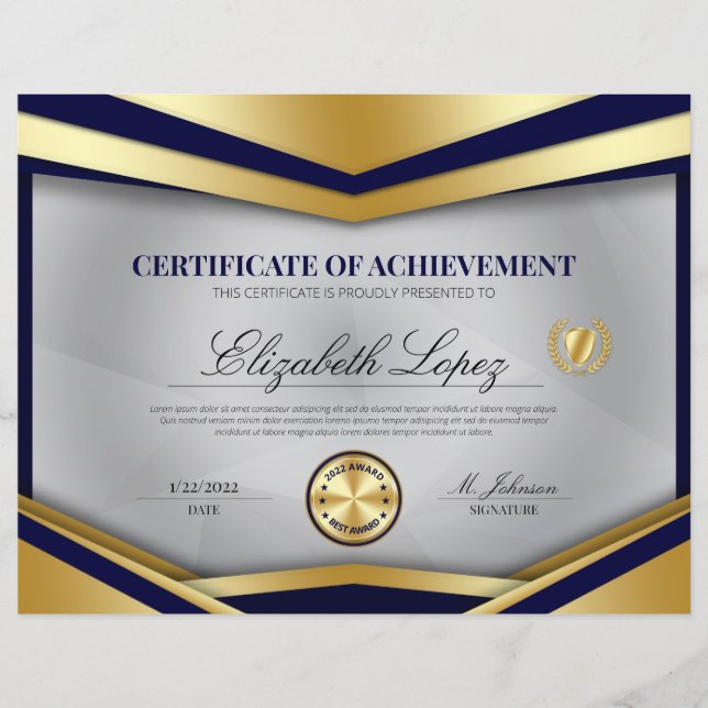 Auszeichnung "berufliches Zeugnis" (Vorderseite)