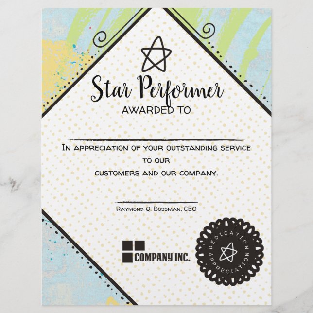 Auszeichnung der abstrakten besten Mitarbeiter (Vorderseite)