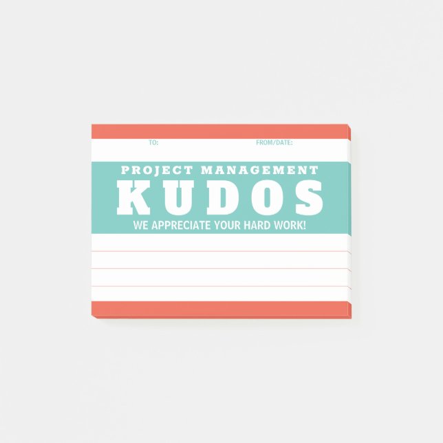 Auszeichnung für das Projektmanagement von Kudos Post-it Klebezettel (Vorderseite)
