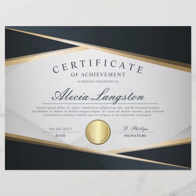 Auszeichnung "Soft Gray & Gold Certificate of Achi (Vorderseite)