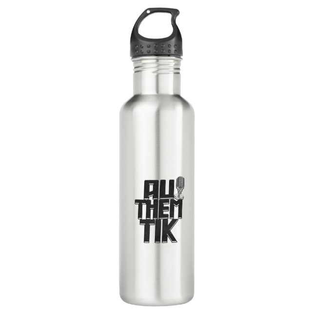Authemtic Black Logo Stainless Steel Water Flasche Edelstahlflasche (Vorderseite)