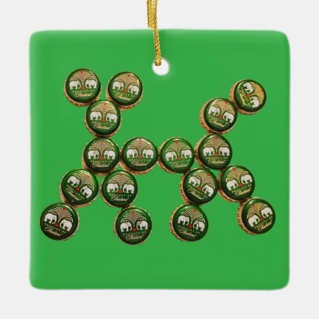 ​🐶 Authentic Chang Beer Cap Dog Keramikornament (Vorderseite)