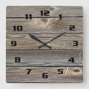 Authentisch aussehendes Holz Quadratische Wanduhr