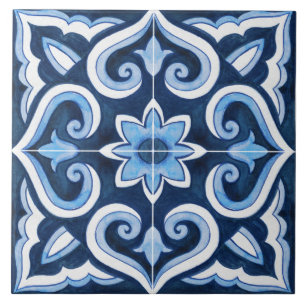 Authentisch handgefertigtes marokkanisches Blau un Fliese