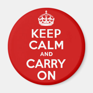 Authentisch Keep Calm And Carry On Original Rot Magnet