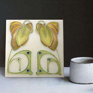 Authentische Art Nouveau John Barratt Majolika Blu Fliese