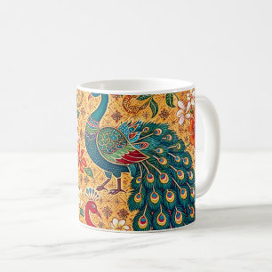 Authentische Ceylon-Pfauen-Batik - Sri Lanka Kaffeetasse