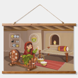 Authentische Darstellung des ländlichen Lebensstil Wandteppich Mit Holzrahmen