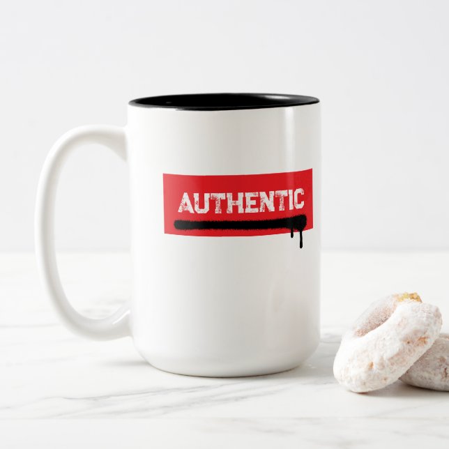 AUTHENTISCHE Graffiti-Straße - Fette rote Box-Drip Zweifarbige Tasse (Mit Donut)