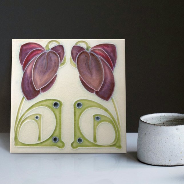 Authentische Jugendstil John Barratt Majolica Flor Fliese (Von Creator hochgeladen)