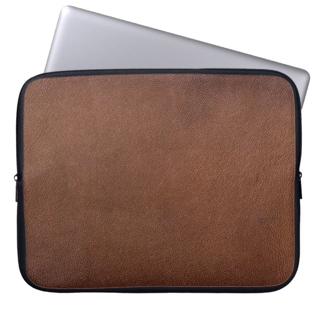 Authentische Lederoptik, echter Hintergrund. Laptopschutzhülle (Vorderseite)