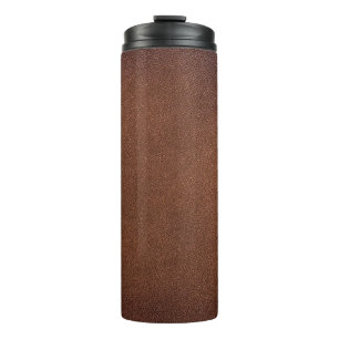 Authentische Lederoptik, echter Hintergrund. Thermosbecher