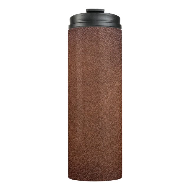 Authentische Lederoptik, echter Hintergrund. Thermosbecher (Vorderseite)