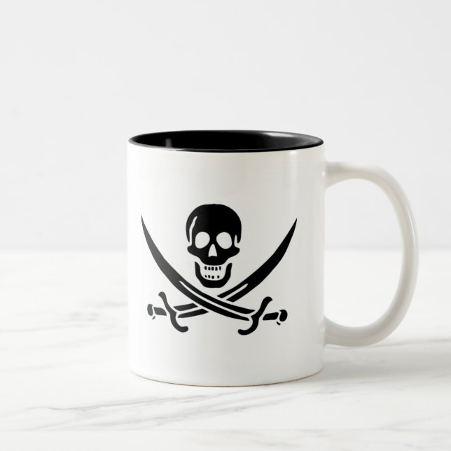 Authentische Piraten-Flagge des Jacks Rackam Zweifarbige Tasse (Rechts)
