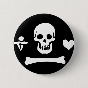 Authentische Piratenflagge Stede Mütze Button