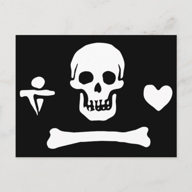 Authentische Piratenflagge Stede Mütze Postkarte (Vorderseite)