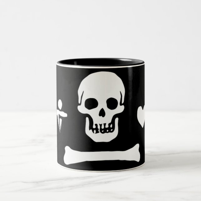 Authentische Piratenflagge Stede Mütze Zweifarbige Tasse (Mittel)