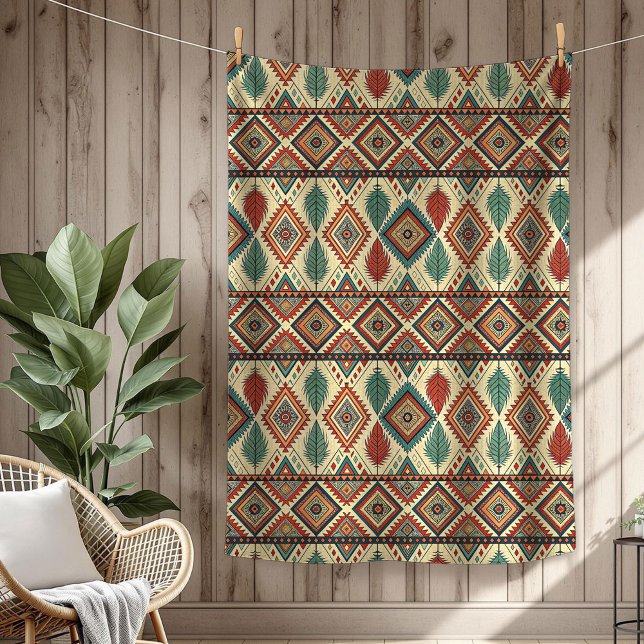 Authentische Stammes kühne ethnische Muster Kupfer Fleecedecke (Authentic Tribal Bold Ethnic Patterns copper green Fleece Blanket)