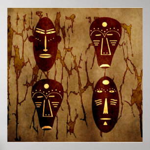 Authentische Stammesmasken Poster