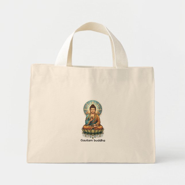 Authentische Sukiti Budh Ancient Art - Dhamma Tote Mini Stoffbeutel (Vorne)