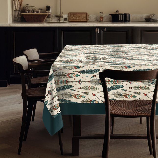 Authentische Tribal Feathers & Arrows Boho Dekorat Tischdecke (Authentic Tribal Feathers & Arrows Boho Decor Tablecloth)