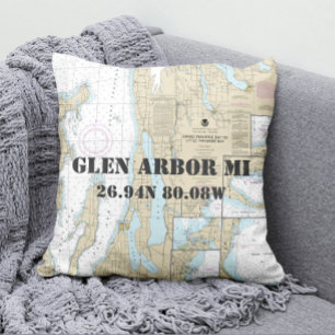 Authentische Übersicht über die Stadt Michigan Kissen