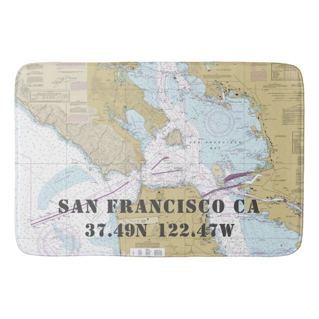 Authentische Vintage Karte San Francisco CA Badematte (Vorderseite)