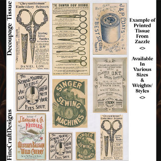 Authentische Vintage-Nähwerbung ES1 Decoupage Seidenpapier