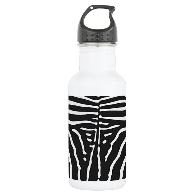Authentische Zebra-Skin-Printwerbung - Schwarz-wei Trinkflasche (Vorderseite)
