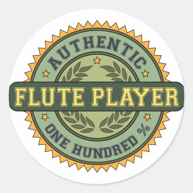 Authentischer Flute-Player Runder Aufkleber (Vorderseite)