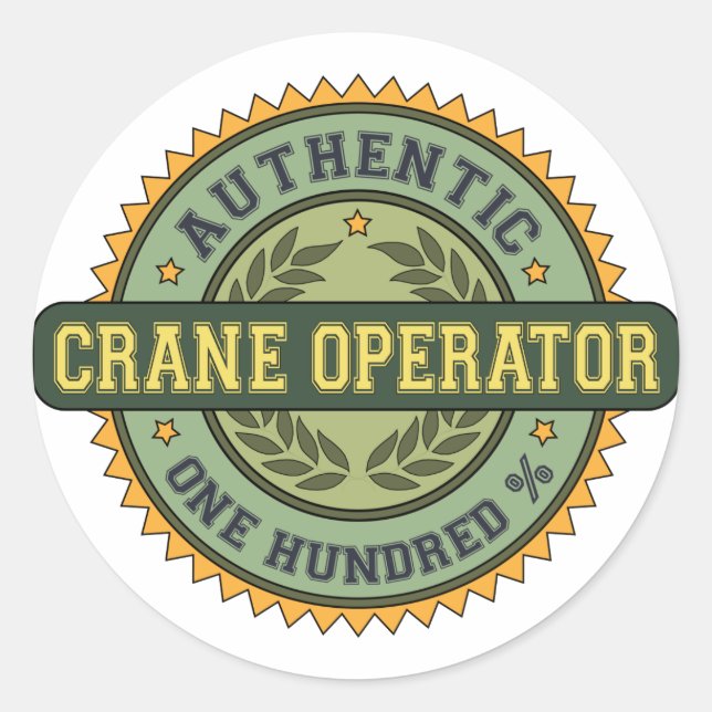 Authentischer Kranbetreiber Runder Aufkleber (Vorderseite)