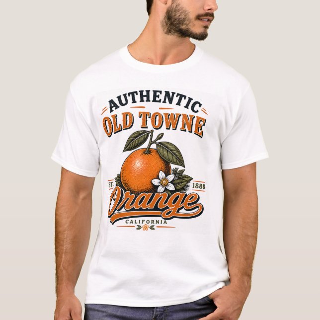 Authentischer Old Towne Orange Druck  T-Shirt (Vorderseite)