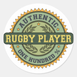 Authentischer Rugby-Player Runder Aufkleber