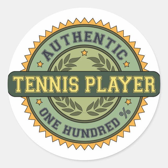 Authentischer Tennisspieler Runder Aufkleber (Vorderseite)