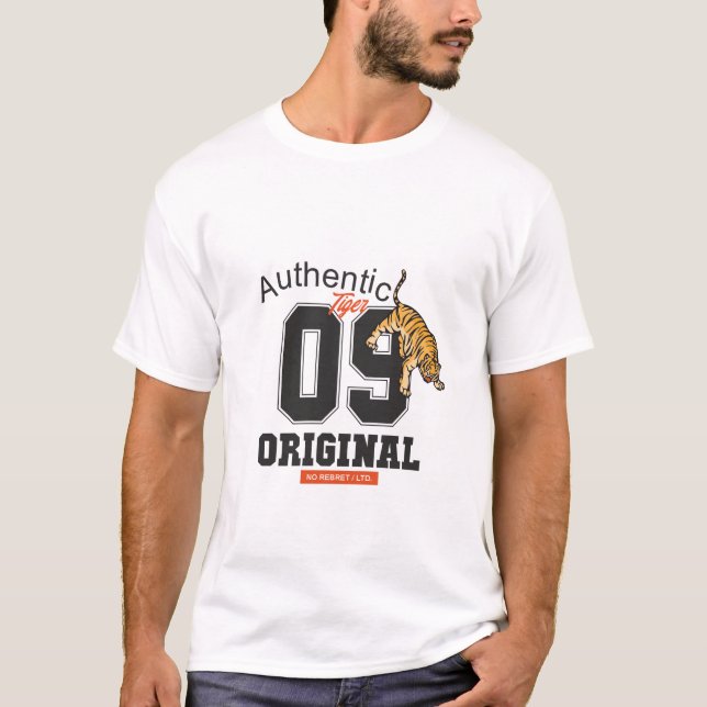 Authentischer Tiger 09 Original" Grafischer T - Sh T-Shirt (Vorderseite)