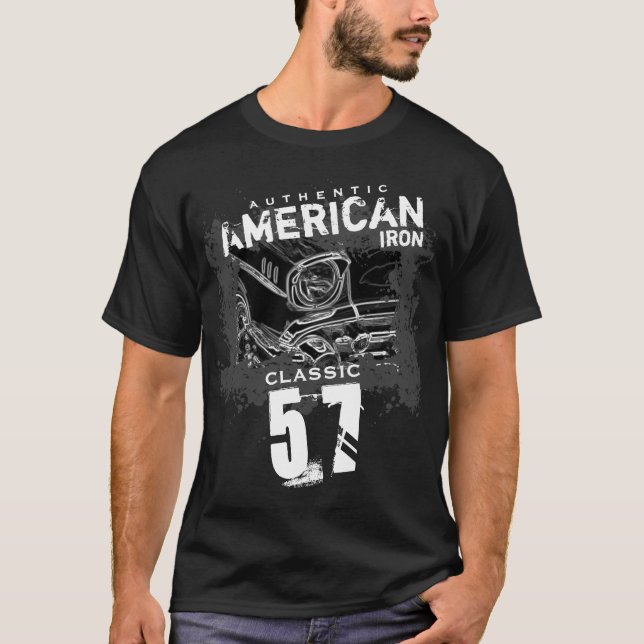 Authentisches amerikanisches Eisen Classic 57 Chev T-Shirt (Vorderseite)