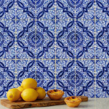 Authentisches Blau-Weiß-Mittelmeer-Azulejo-Muster