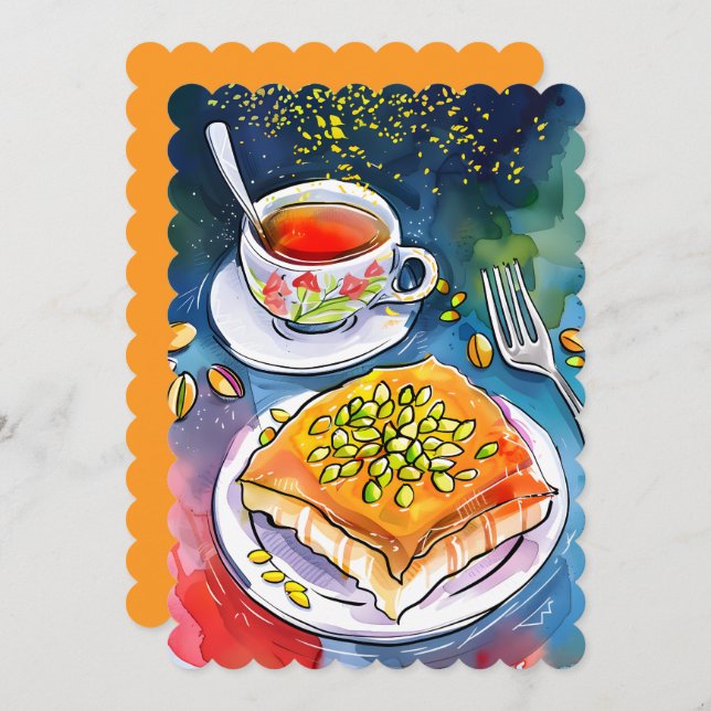 Authentisches Kunafa Nablus Dessert ك ن ا ة Einladung (Vorne/Hinten)