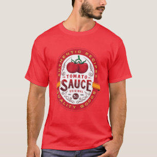Authentisches Tomatensaucenflaschenetikett Lustige T-Shirt