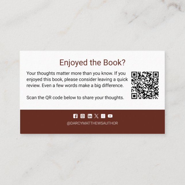 Author Book Review Request QR Code Thank you Visitenkarte (Rückseite)
