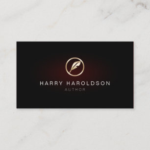 Author Imitate Gold Quill Icon Business Card Visitenkarte