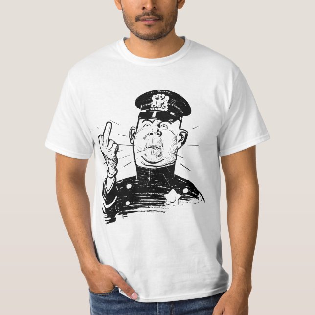 AUTHORITY COP CHARACTER FINGER FLIP T-Shirt (Vorderseite)